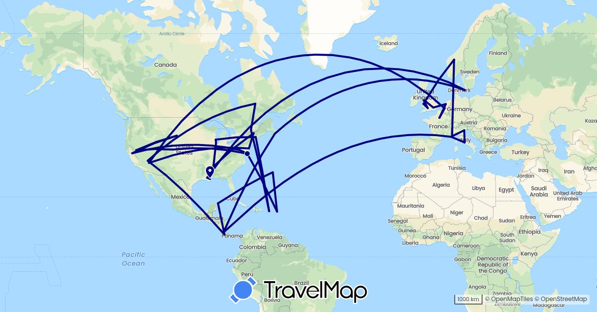 TravelMap itinerary: driving in Belgium, Bermuda, Canada, Costa Rica, Denmark, France, United Kingdom, Italy, Monaco, Mexico, Netherlands, Norway, United States (Europe, North America)